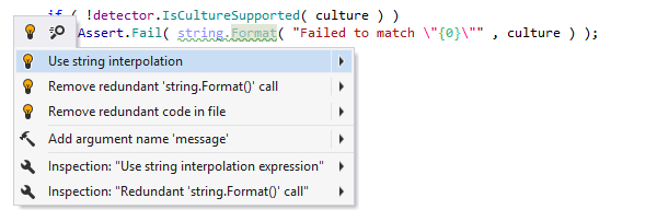 Correctifs rapides pour problèmes de code dans ReSharper