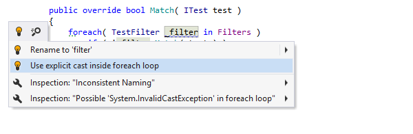 Quick-fixes for code issues in ReSharper