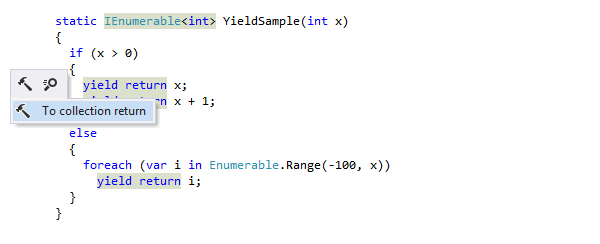Converting iterators to collection with ReSharper's context action