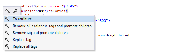 ReSharper's context actions in XML-like code