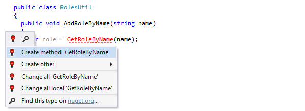Création de code à partir d'une utilisation, avec ReSharper