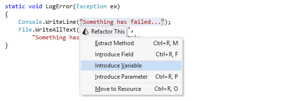 Introducir una variable con una refactorización de ReSharper