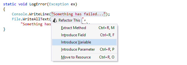 Variable einführen mit der Refaktorierung von ReSharper