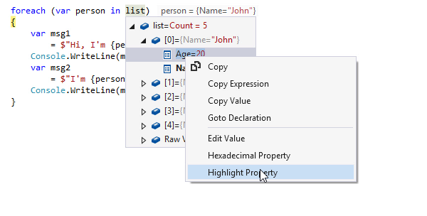 ReSharper DataTips：显示调试对象的值