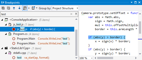 ReSharper Breakpoints window