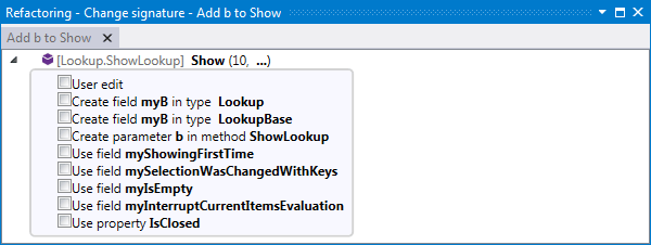 ReSharperでのパラメータのプルリファクタリング