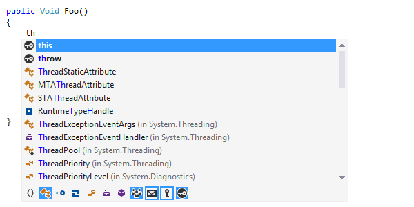 Filter für die Codevervollständigung