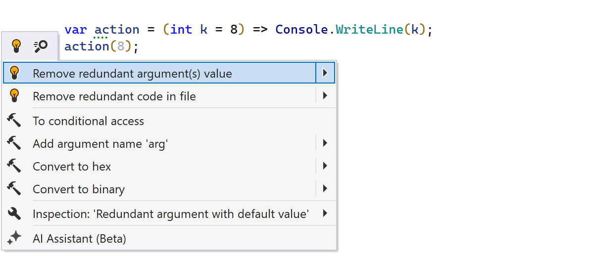 Unterstützung für Standard-Parameterwerte in Lambdas