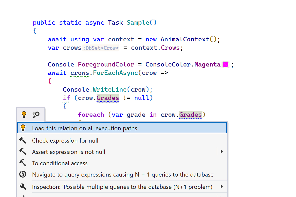 一般的な Entity Framework の問題に対応したインスペクション