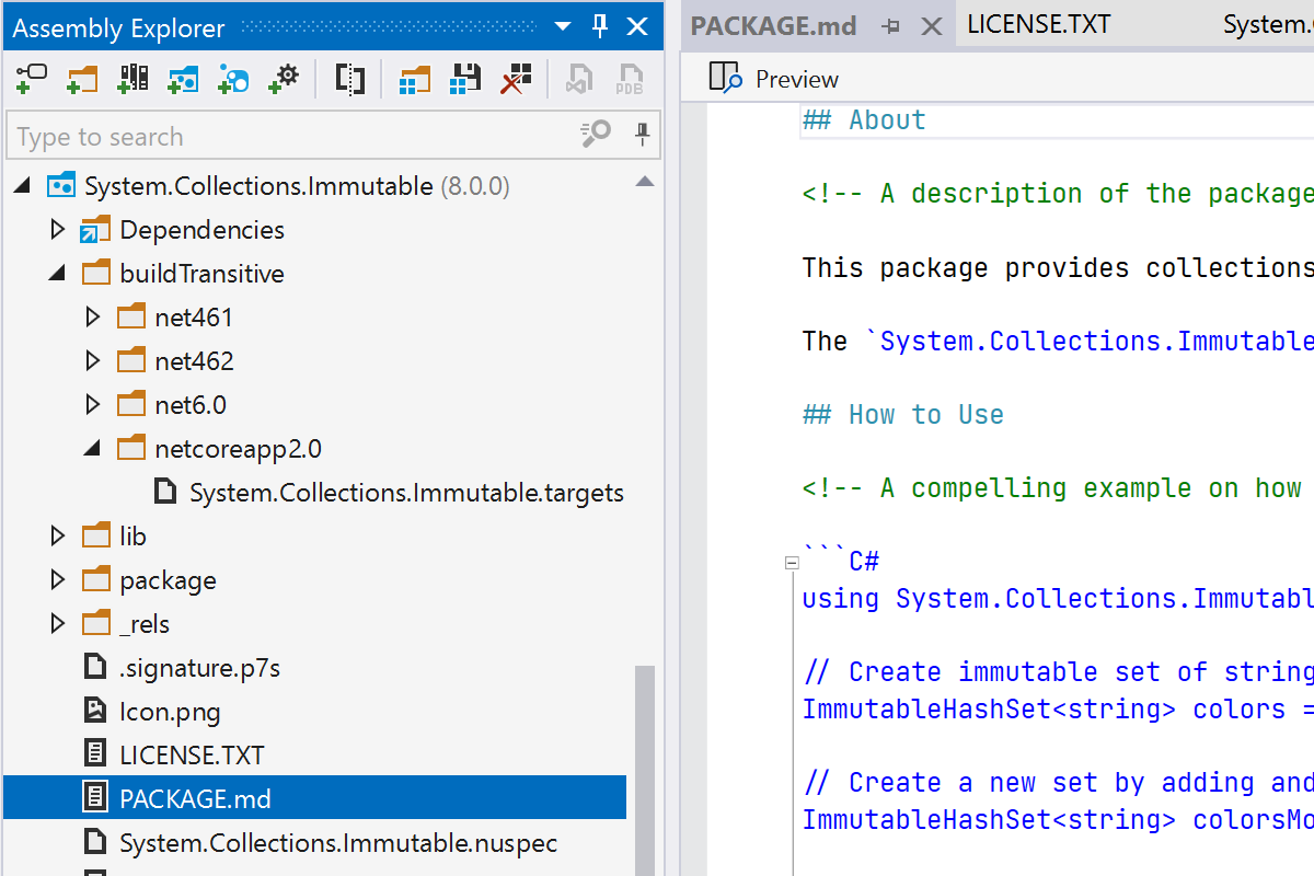 Assembly explorer (Explorador de agrupaciones)