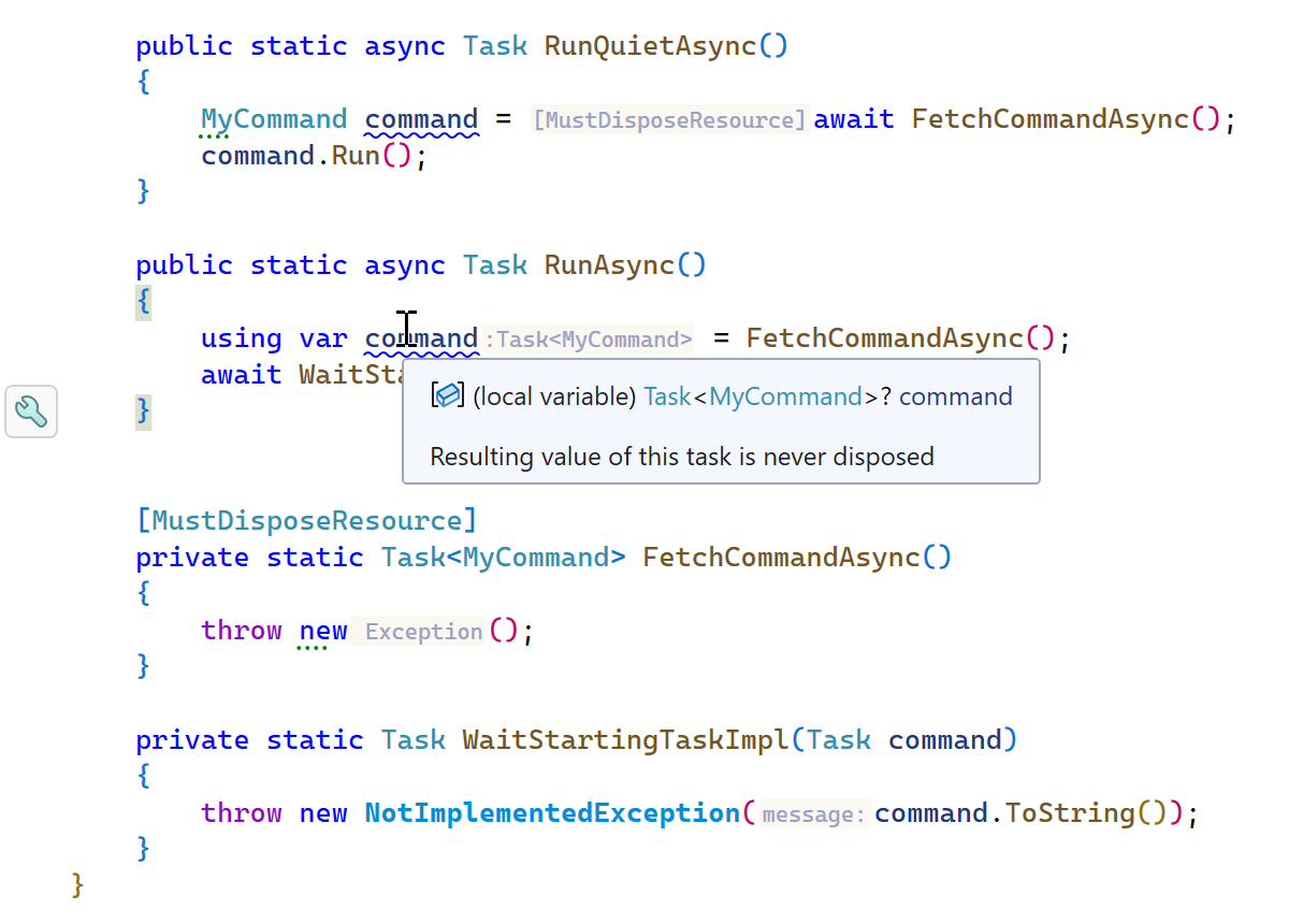 Enhanced support for disposable resources in async methods