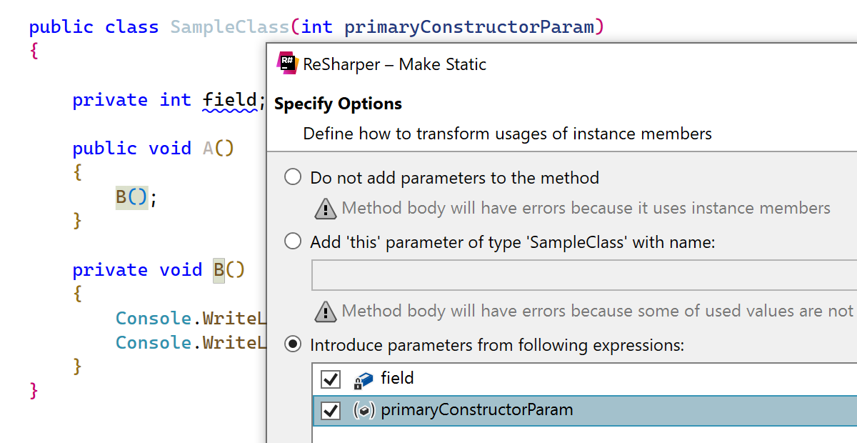 Updates für das Refactoring Make Static