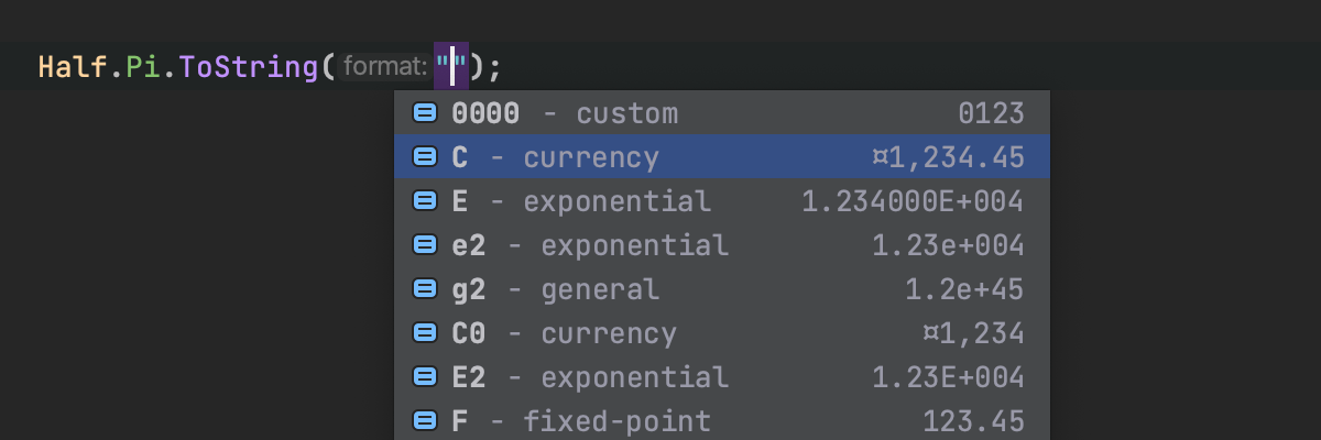 Format string completion: Half