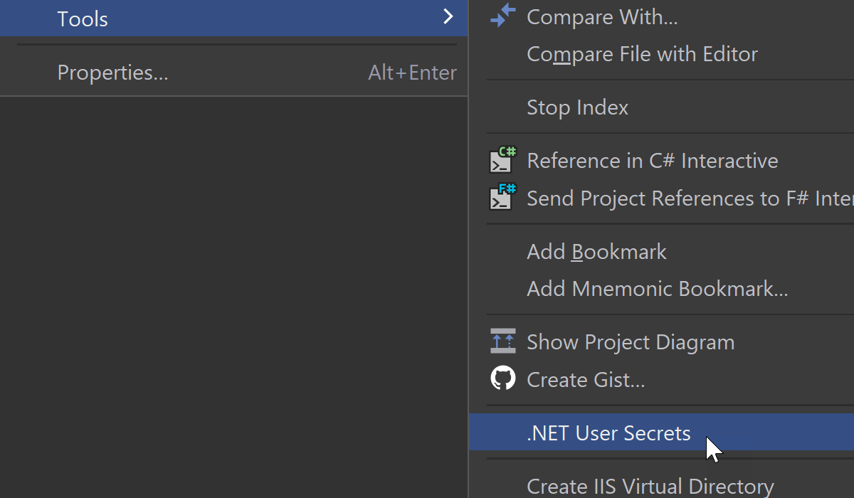 .NET ユーザーのシークレット