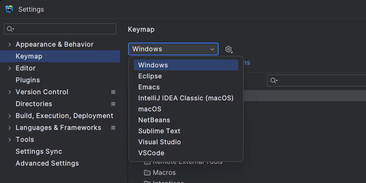 Configuration clavier