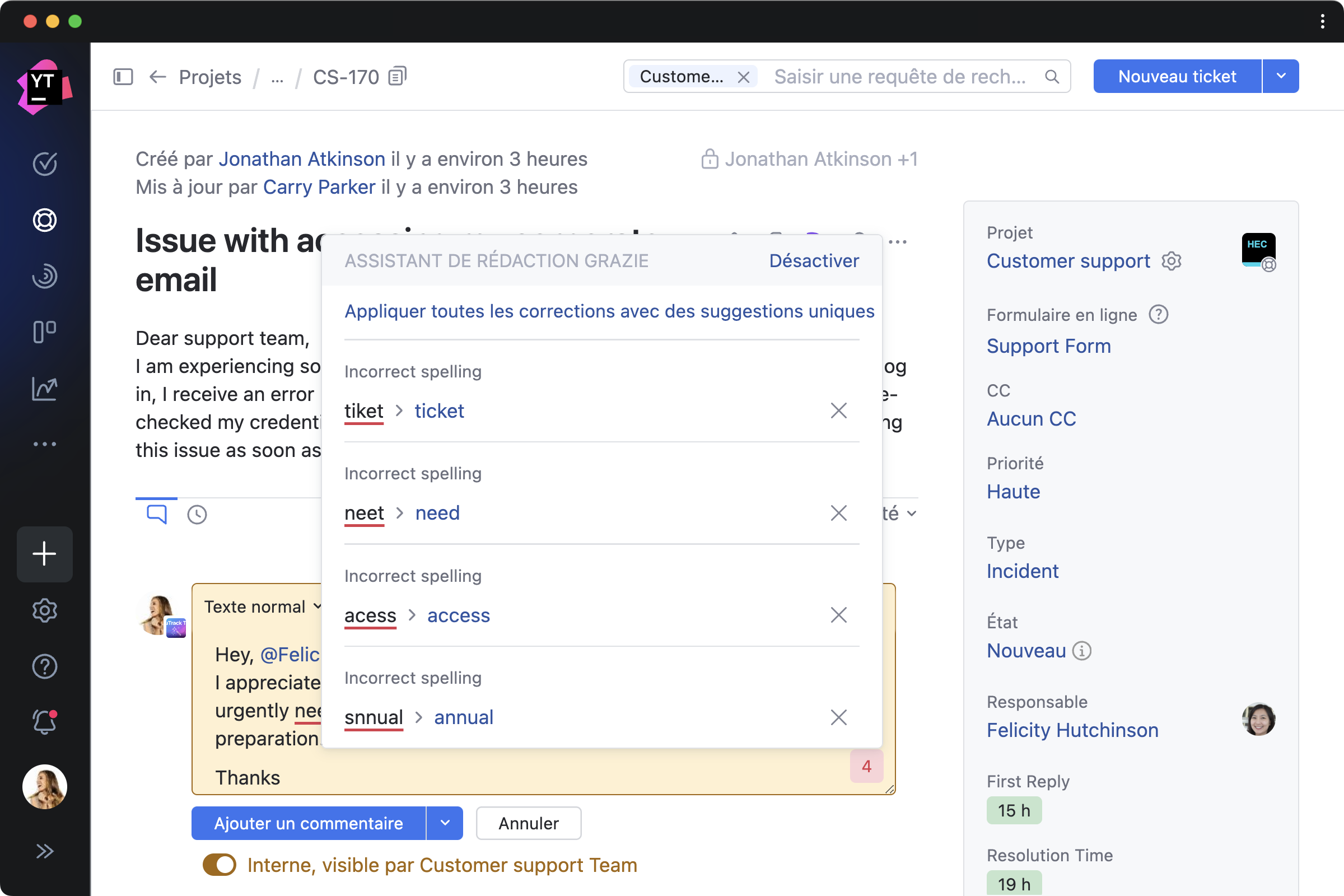 Utilisez JetBrains Grazie pour écrire encore plus vite