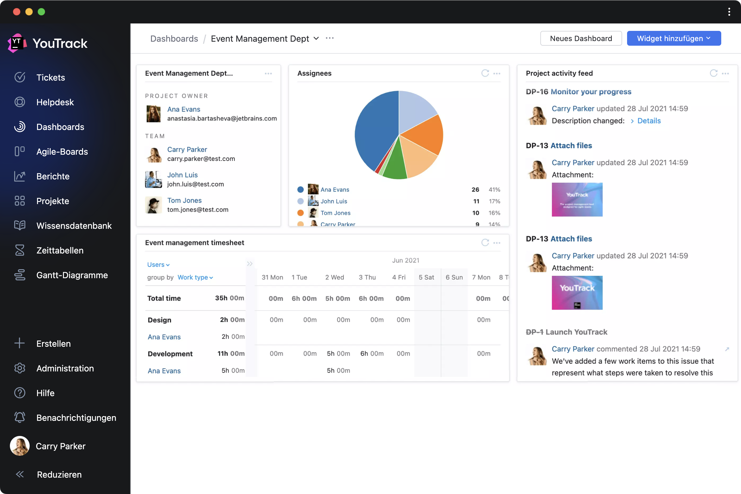 Team- oder Projekt-Dashboards