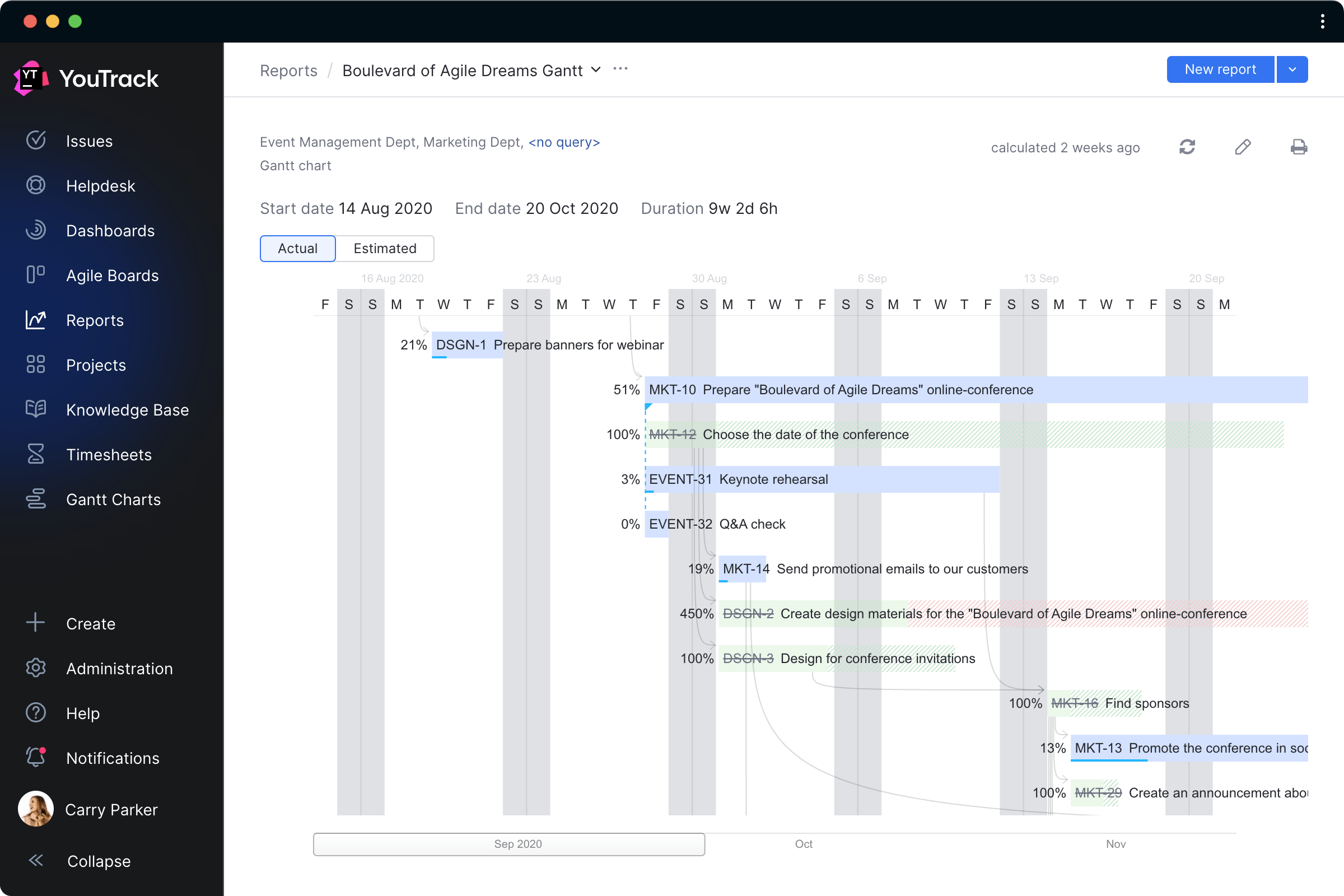 Visualize task dependencies with Gantt charts