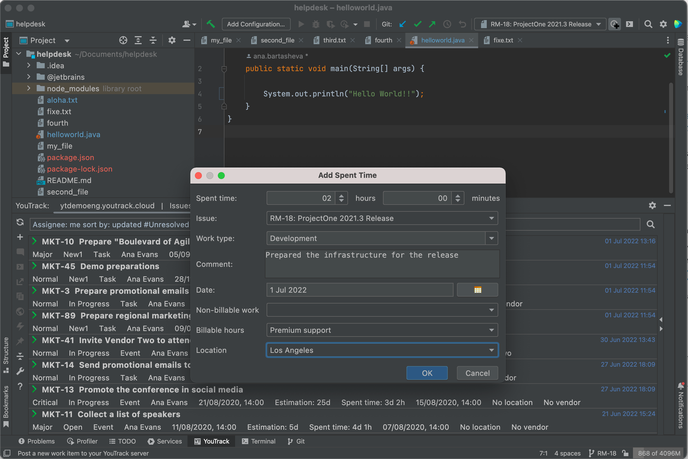 JetBrains IDE용 공식 YouTrack 플러그인