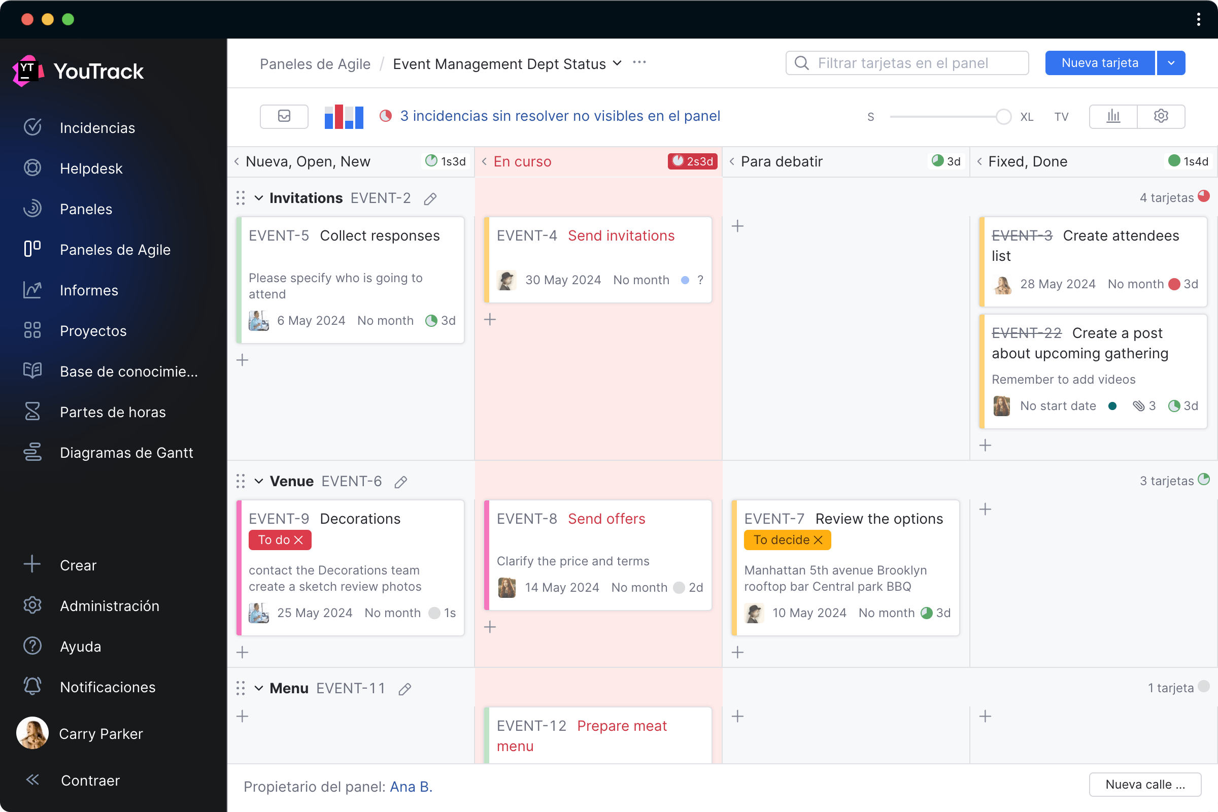 Panel Kanban